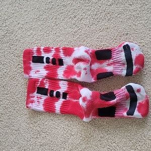 COPY - Nike Elite crew socks. Red & white tie-dye  kids Large.  Foot 6" unstret…